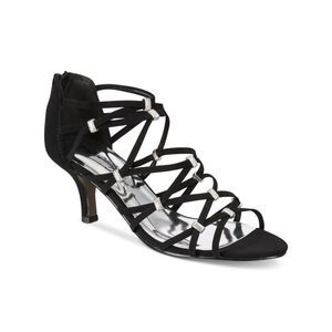 EASY STREET ALIVE AT 5 Womens Black Caged Sparkling Nightingale Sandals 8 M